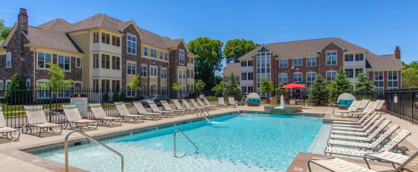 Swimming pool at Carmel apartment.